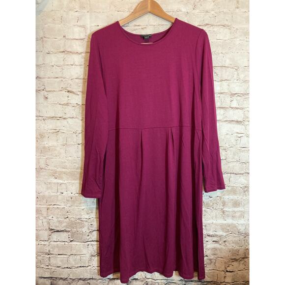 J. Jill Wearever Collection Dress Womens Large Plum Purple Midi Stretch Flowy - Picture 1 of 15